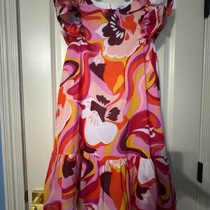 Love Pink and Orange Midi Sundress Sleeveless